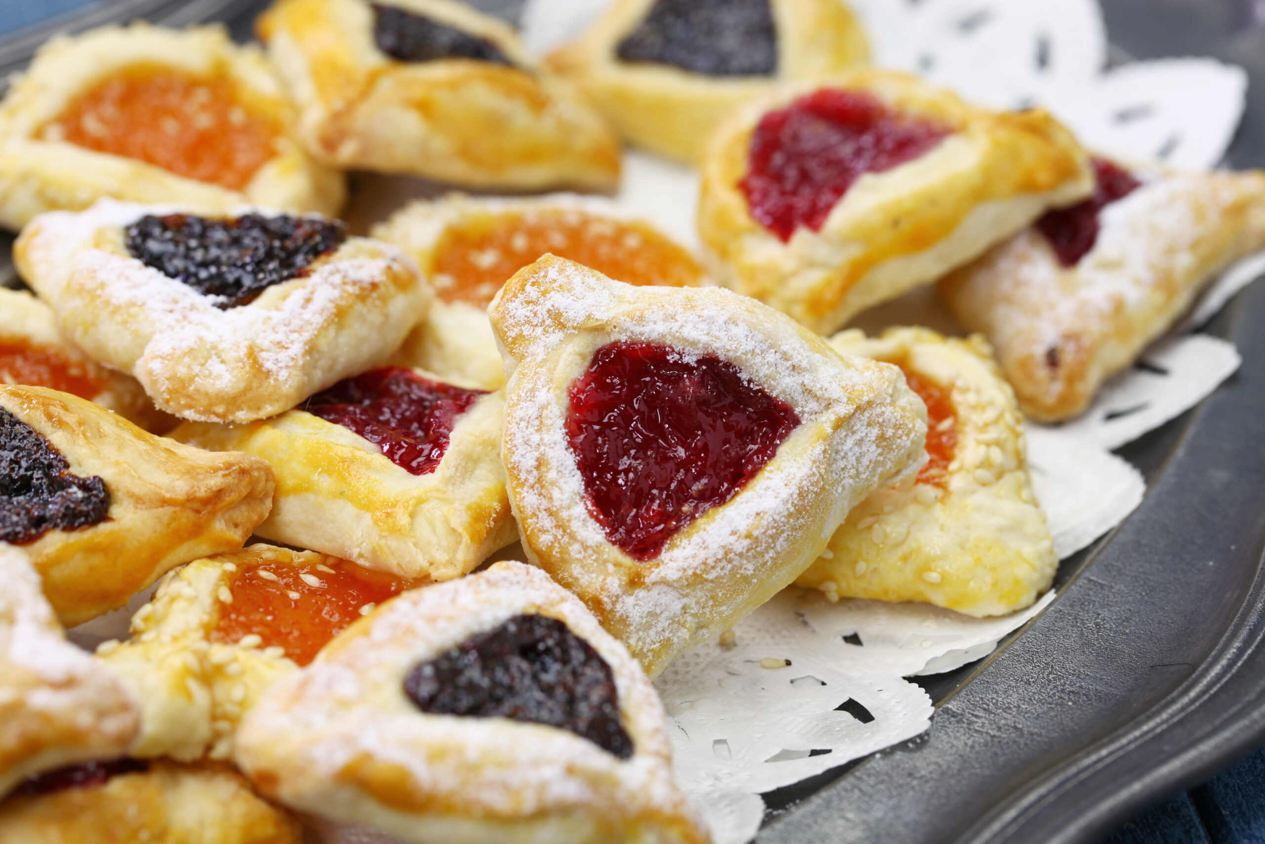 homemade hamantaschen cookies for happy Purim jewish holiday par